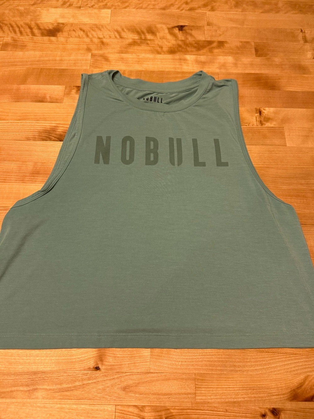 NOBULL Women's Sage Green Cropped Logo Muscle Tank